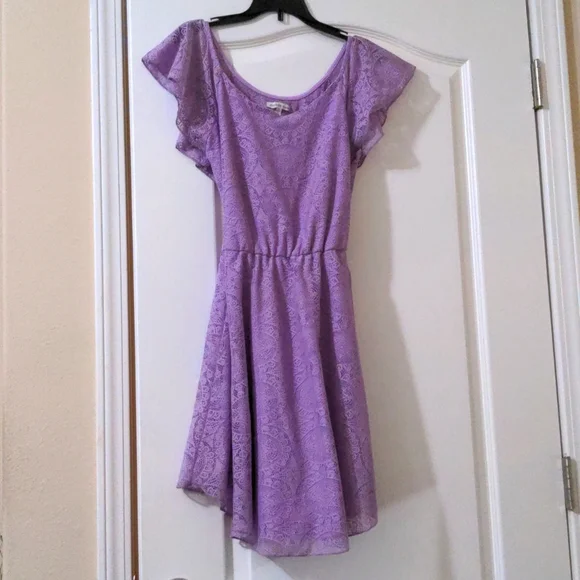 charlotte russe purple dress Charlotte Russe Women Long Flared Sleeve Mini Dress with Shorts Purple Size  S